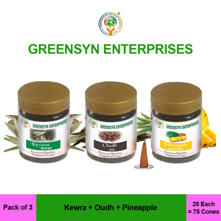 Kewra-Oudh-Pineapple fragrance Dry Cones,(Pack of 3)