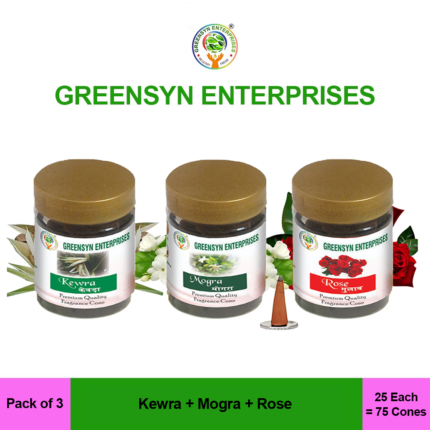 Kewra-Mogra-Rose fragrance Dry Cones,(Pack of 3)