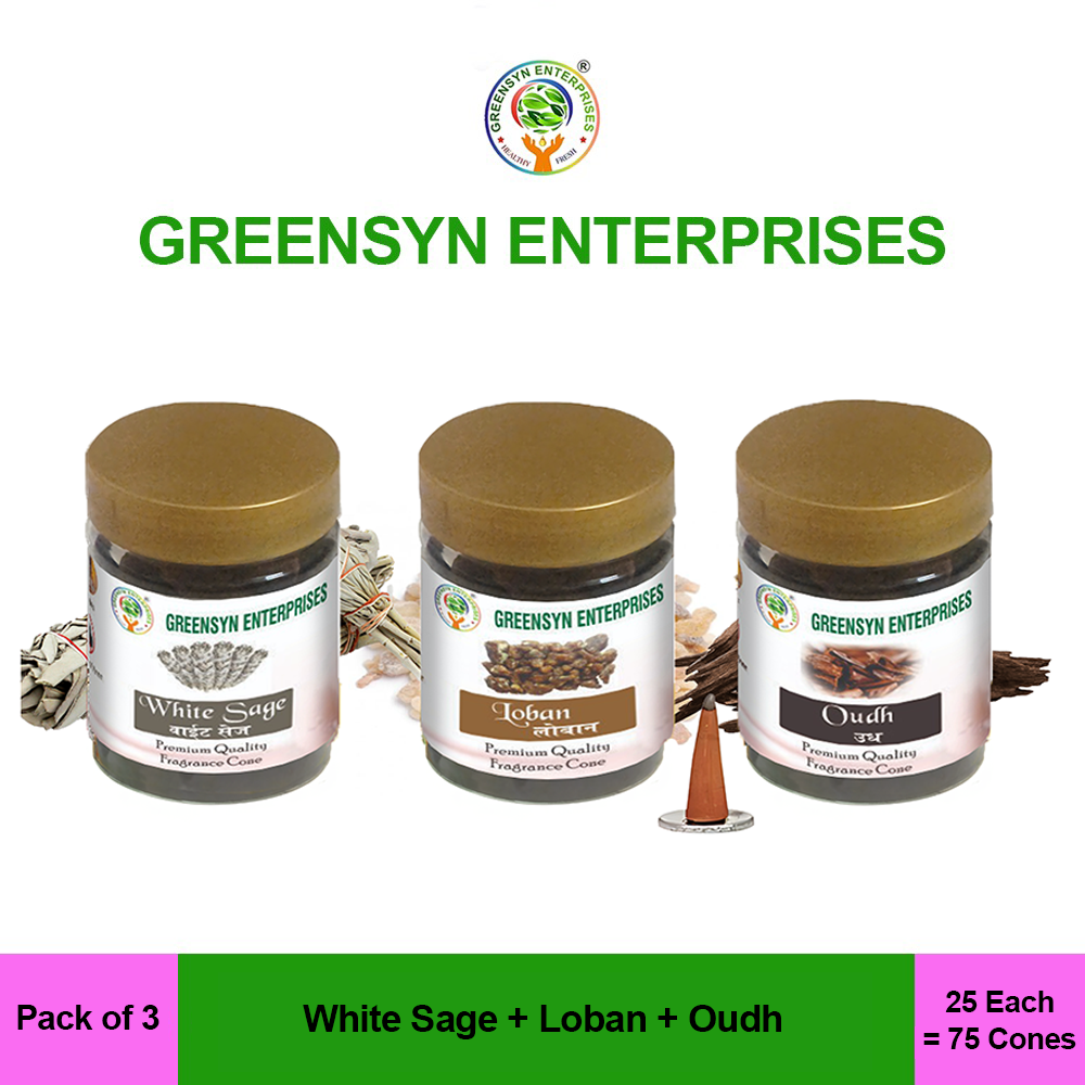 White sage-Loban-Oudh fragrance Dry Cones,(Pack of 3)